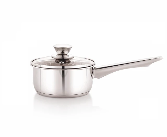 Main image of Mainstays 1qt Oven Safe Stainless Steel Saucepan with Straining Lid