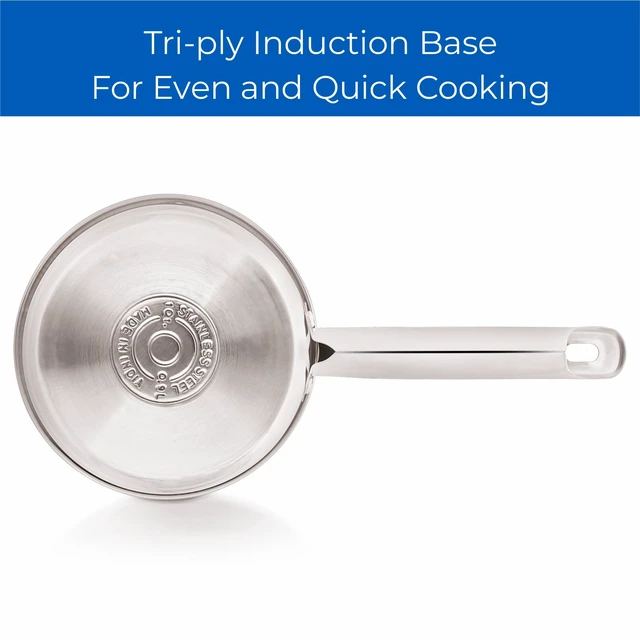 Alt view image 4 of 6 - Mainstays 1qt Oven Safe Stainless Steel Saucepan with Straining Lid
