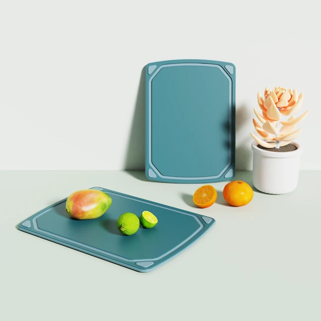 Alt view image 2 of 5 - Mainstays Cutting Board, 2-Piece Set, 8.5"x11" and 10"x14", Non-Slip Recycled Poly, Blue