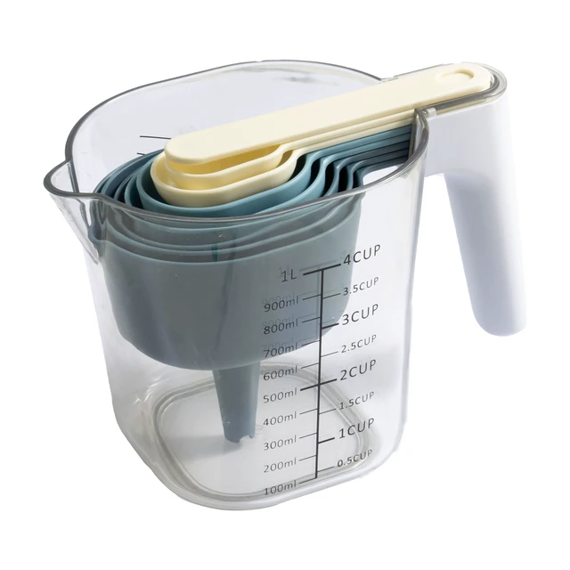 Alt view image 6 of 6 - Mainstays 9-Piece Stackable Measuring Set, 7.48", Blue