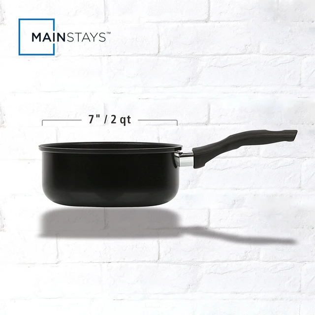 Alt view image 3 of 6 - Mainstays 2qt Non-Stick Aluminum Saucepan, Black