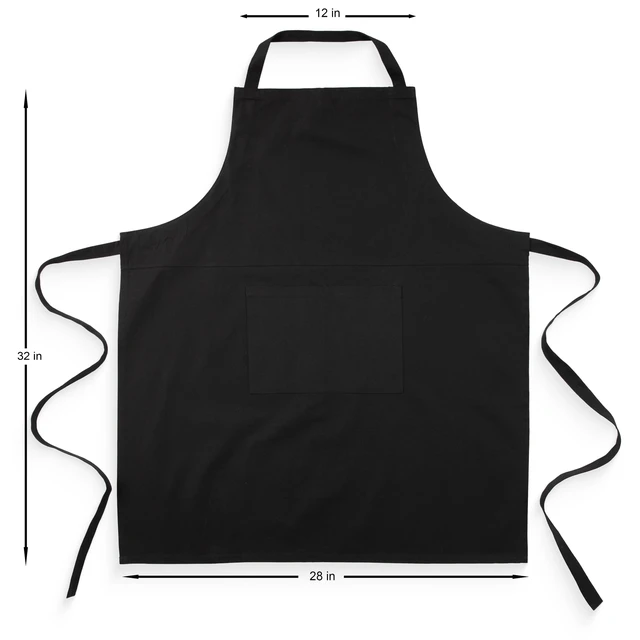 Alt view image 7 of 7 - Mainstays Chef Kitchen Apron 28"x32" Cotton with Pocket for Cooking, Baking, Gardening, Black