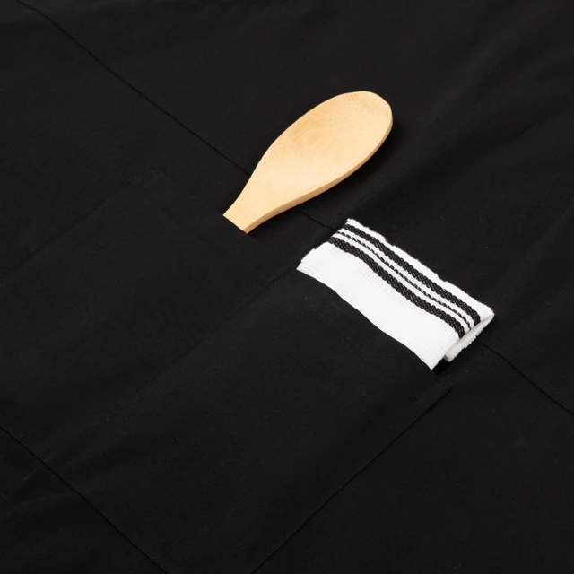 Alt view image 4 of 7 - Mainstays Chef Kitchen Apron 28"x32" Cotton with Pocket for Cooking, Baking, Gardening, Black