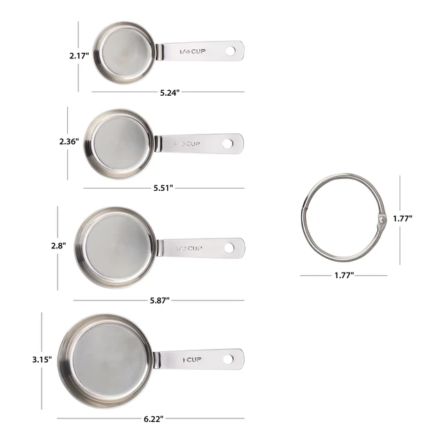 Alt view image 4 of 5 - Mainstays Stainless Steel 4-Piece Nesting Measuring Cups