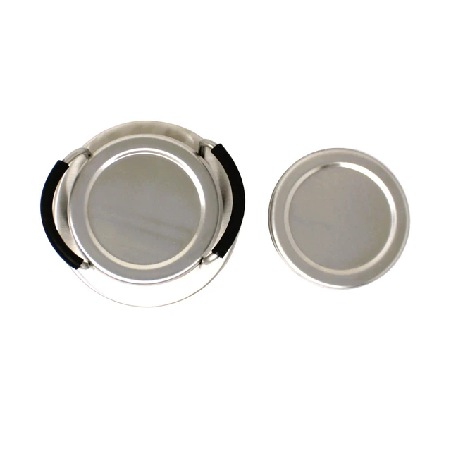 Alt view image 4 of 6 - Mainstays Stainless Steel Drink Coaster Set with Holder, Brushed Metal for Coffee Table, Dining Table, Kitchen Counter