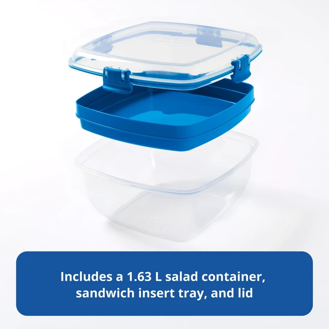 Alt view image 5 of 6 - Rubbermaid Pack & Go 6.78cups/1.72quarts Salad and Sandwich Meal Prep Container with Secure Seal Lid