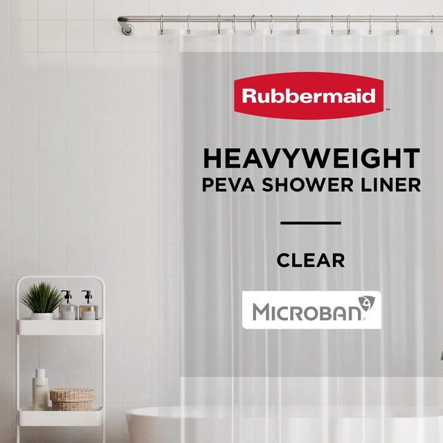 Main image of Rubbermaid Clear Heavyweight PEVA Shower Curtain Liner 70" x 72" Waterproof BPA-Free