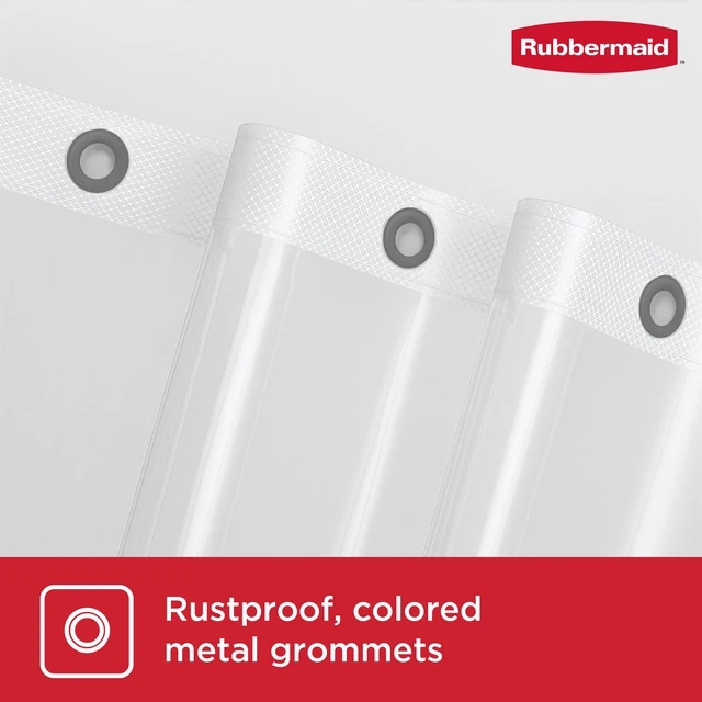 Alt view image 3 of 5 - Rubbermaid Clear Heavyweight PEVA Shower Curtain Liner 70" x 72" Waterproof BPA-Free