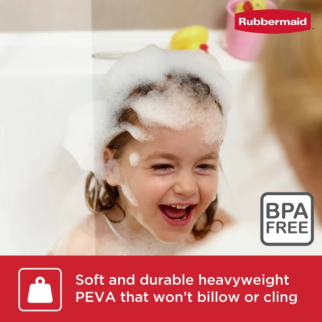 Alt view image 4 of 5 - Rubbermaid Clear Heavyweight PEVA Shower Curtain Liner 70" x 72" Waterproof BPA-Free