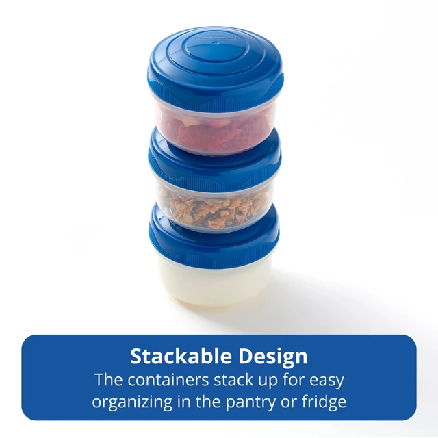 Alt view image 5 of 6 - Rubbermaid Pack & Go 0.55-Cup (0.14-Quart) Mini Bites Containers, 3-Pack with Secure Lids and Stackable Design