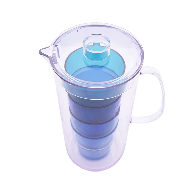 Alt view image 2 of 6 - Mainstays 3-Quart Blue Acrylic Pitcher with 14-Ounce Stackable Tumbler Set