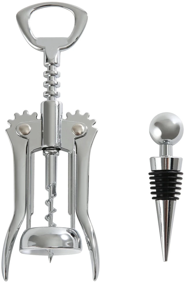 Main image of Mainstay Stainless Steel Wing Corkscrew Bottle Opener and Wine Stopper Set