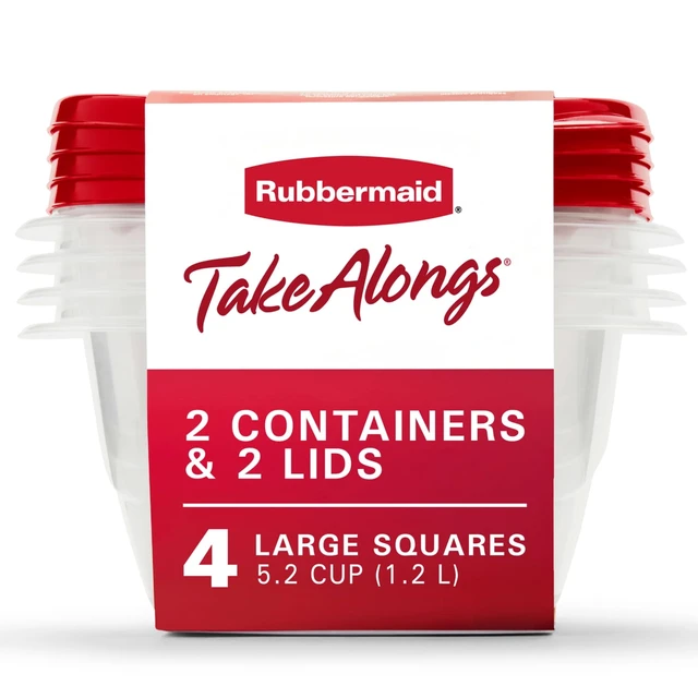 Alt view image 2 of 6 - Rubbermaid TakeAlongs Deep Square Food Storage Container, 4-Pack