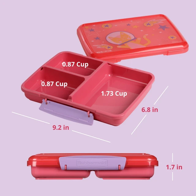 Alt view image 6 of 7 - Rubbermaid Pack & Go Space Kitty Popsicle Pink 820 mL Large Divided Snack Container