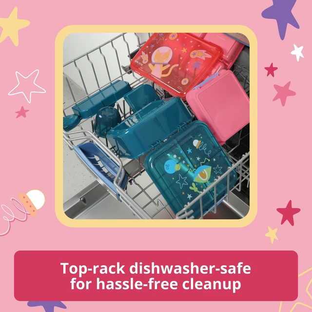 Alt view image 5 of 7 - Rubbermaid Pack & Go Space Kitty Popsicle Pink 820 mL Large Divided Snack Container
