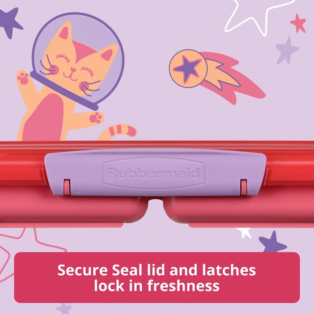 Alt view image 2 of 7 - Rubbermaid Pack & Go Space Kitty Popsicle Pink 820 mL Large Divided Snack Container