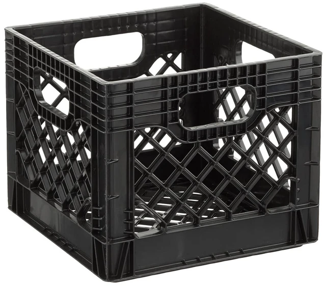 Main image of Juggernaut Storage 16QT Heavy-Duty Plastic Milk Crate Black with Built-in Handles