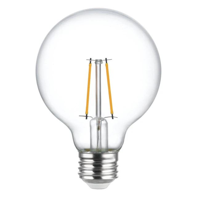 Alt view image 3 of 6 - Better Homes & Gardens LED G25 3W (40W Equivalent) Vintage Style Globe Light Bulb, E26 Medium Base, Dimmable, Soft White, 2-Pack