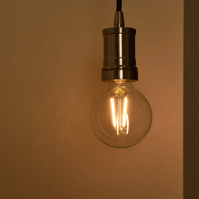Alt view image 2 of 6 - Better Homes & Gardens LED G25 3W (40W Equivalent) Vintage Style Globe Light Bulb, E26 Medium Base, Dimmable, Soft White, 2-Pack