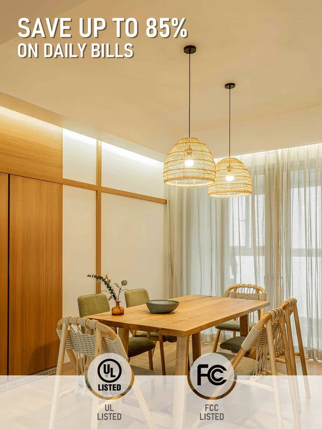 Alt view image 2 of 7 - 6 Pack A19 LED Light Bulbs, 60W Equivalent, Dimmable, 3000K Warm White, E26 Standard Base, UL Listed, Flicker Free