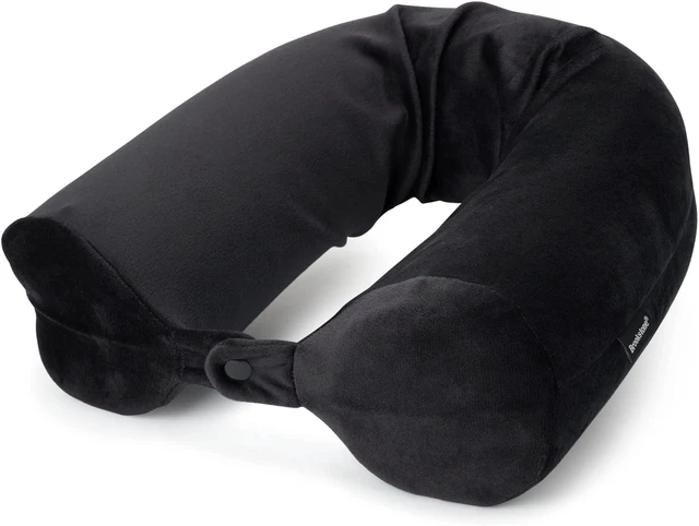 Main image of Brookstone Adjustable Memory Foam Travel Neck Pillow for Neck & Lumbar Support, Black