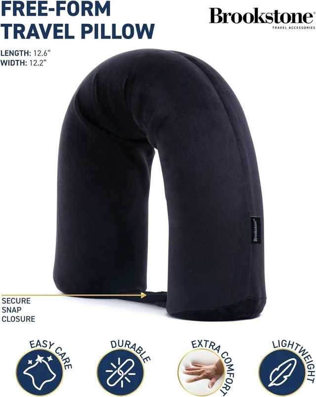 Alt view image 2 of 6 - Brookstone Adjustable Memory Foam Travel Neck Pillow for Neck & Lumbar Support, Black