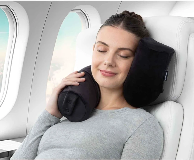 Alt view image 5 of 6 - Brookstone Adjustable Memory Foam Travel Neck Pillow for Neck & Lumbar Support, Black
