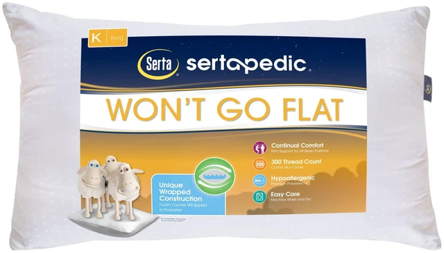 Main image of SertaPedic Won't Go Flat King Pillow