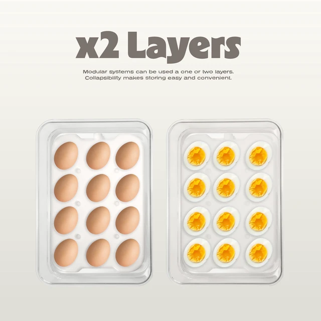 Alt view image 6 of 7 - Cook with Color 2-Level Egg Carrier with Ice Packs, 24-Egg Chilled Storage Container