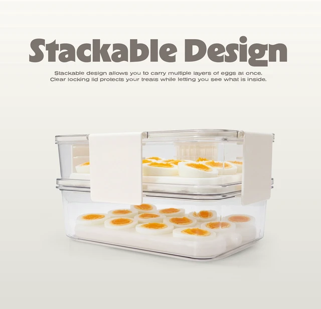 Alt view image 2 of 7 - Cook with Color 2-Level Egg Carrier with Ice Packs, 24-Egg Chilled Storage Container