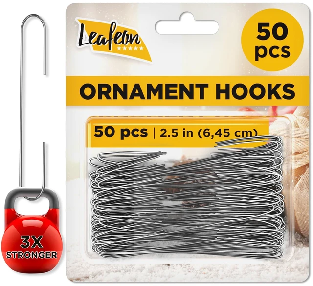 Main image of 50 Pack Christmas Ornament Hooks, Silver