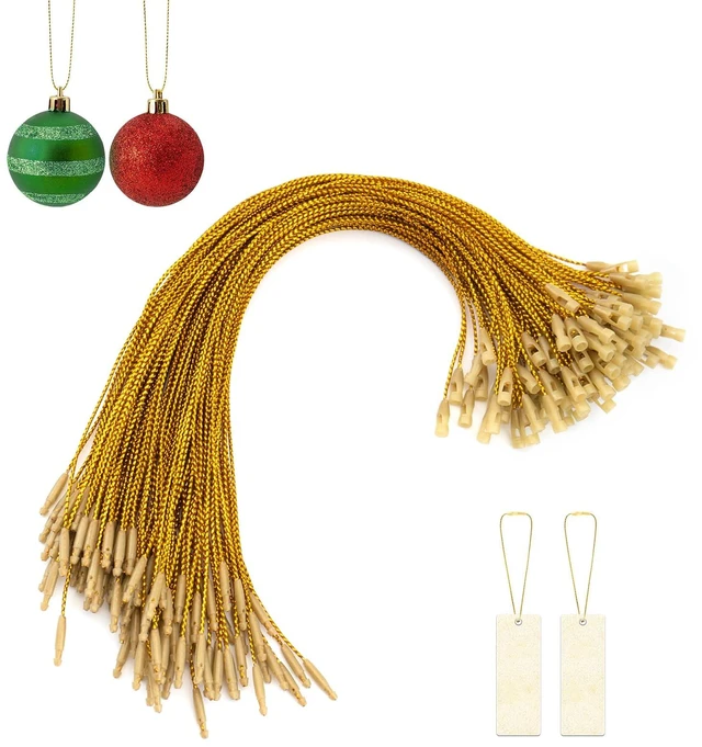 Main image of Quacc 100pcs Christmas Ornament Hanger Strings Snap Fastener Tag Cord Ties