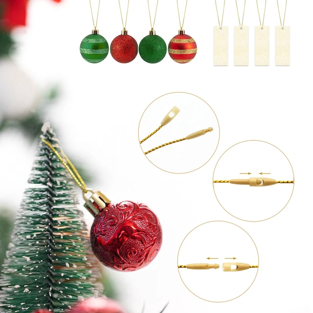 Alt view image 2 of 6 - Quacc 100pcs Christmas Ornament Hanger Strings Snap Fastener Tag Cord Ties