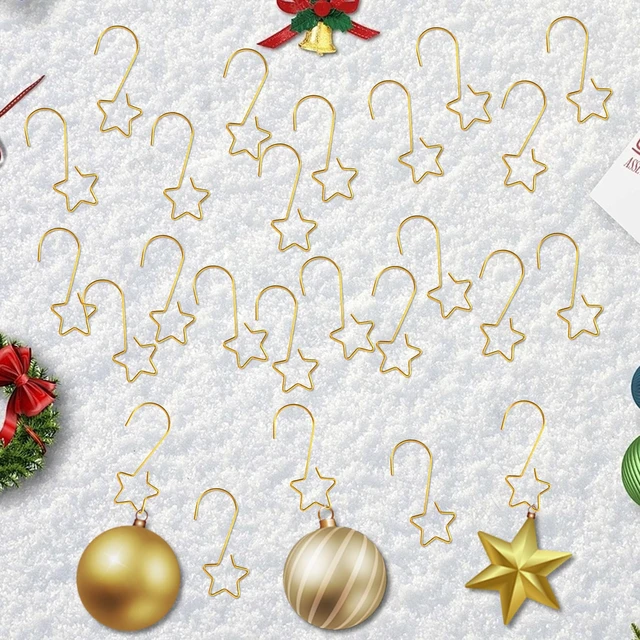 Alt view image 3 of 7 - 50 PCS Gold Ornament Hooks (2 Inch) for Christmas Tree Home Party Decor - Metal Star Hangers, Anchors, Stocking Clips, Ball Bulb Hangings, Pins, Indoor Outdoor