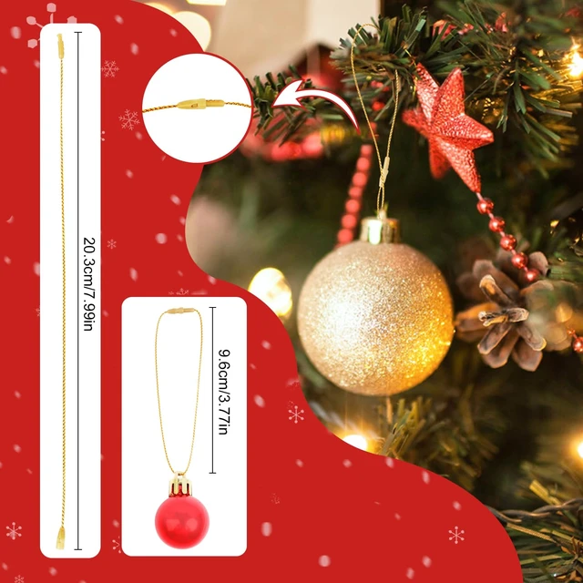 Alt view image 6 of 7 - DIYASY 300Pcs Gold Christmas Ornament String Hooks, Polyester Precut Hanging Ropes with Snap Fastener for Christmas Tree Decorations