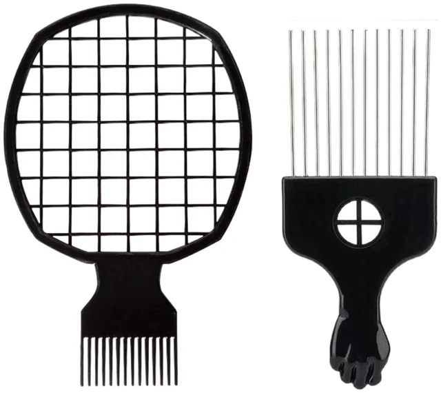 Main image of 2-in-1 Hair Twist Comb and Sponge Brush Set with Metal Afro Hair Pick Comb for Curls, 2 Pcs