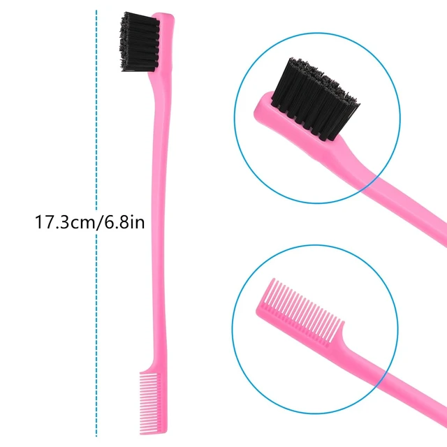 Alt view image 4 of 7 - Double Sided Edge Control Hair Brush, 6-Pack, Pink Purple Black