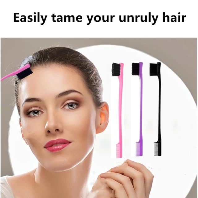Alt view image 7 of 7 - Double Sided Edge Control Hair Brush, 6-Pack, Pink Purple Black