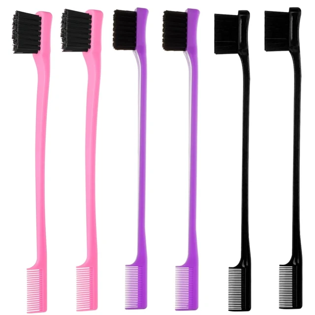 Alt view image 6 of 7 - Double Sided Edge Control Hair Brush, 6-Pack, Pink Purple Black