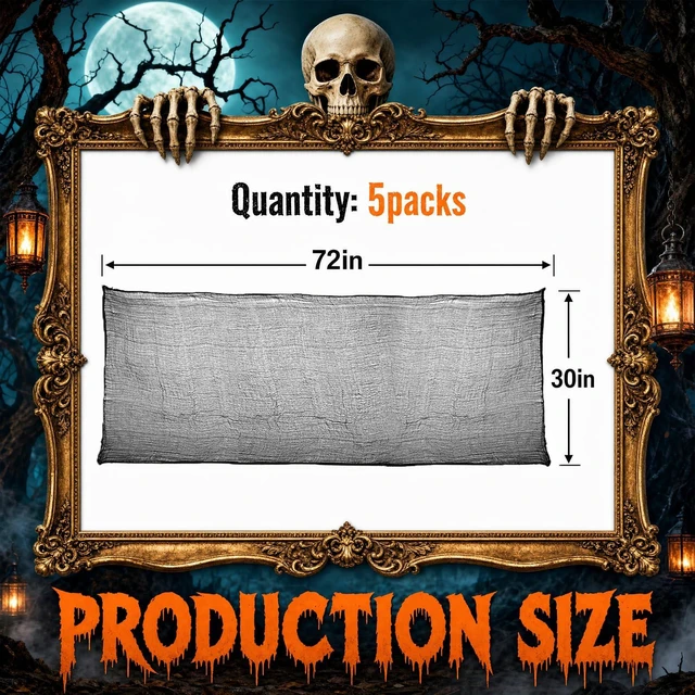Alt view image 5 of 6 - 5Pcs Black Creepy Cloth 30x72in Halloween Decorations Outdoor Indoor
