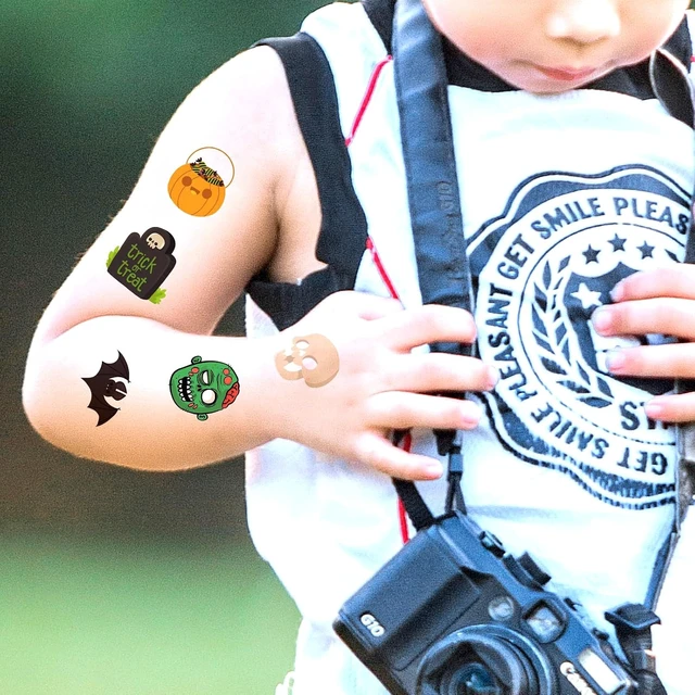 Alt view image 5 of 6 - Awinmay 120 Pieces Halloween Temporary Tattoos for Kids, Trick or Treat Tattoo Stickers, Party Favors and Goody Bag Stuffers