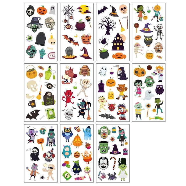 Alt view image 6 of 6 - Awinmay 120 Pieces Halloween Temporary Tattoos for Kids, Trick or Treat Tattoo Stickers, Party Favors and Goody Bag Stuffers