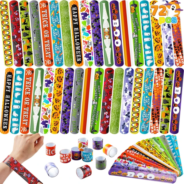 Main image of JOYIN 72 PCS Halloween Slap Bracelets for Kids Bulk Party Favors Goodie Bag Fillers Classroom Favors Friendship Snap Bracelet Gifts