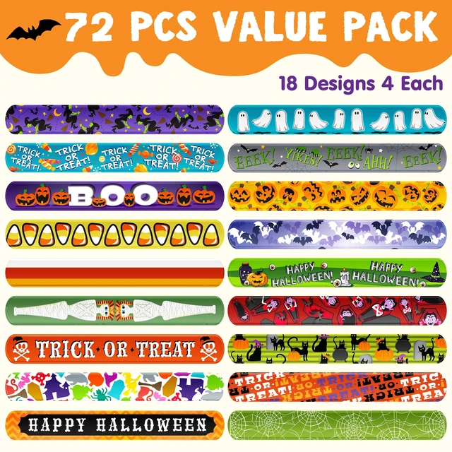 Alt view image 2 of 7 - JOYIN 72 PCS Halloween Slap Bracelets for Kids Bulk Party Favors Goodie Bag Fillers Classroom Favors Friendship Snap Bracelet Gifts
