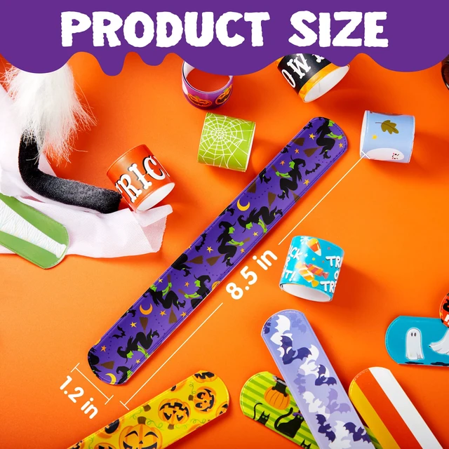 Alt view image 5 of 7 - JOYIN 72 PCS Halloween Slap Bracelets for Kids Bulk Party Favors Goodie Bag Fillers Classroom Favors Friendship Snap Bracelet Gifts