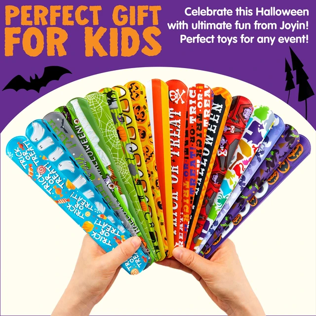 Alt view image 6 of 7 - JOYIN 72 PCS Halloween Slap Bracelets for Kids Bulk Party Favors Goodie Bag Fillers Classroom Favors Friendship Snap Bracelet Gifts