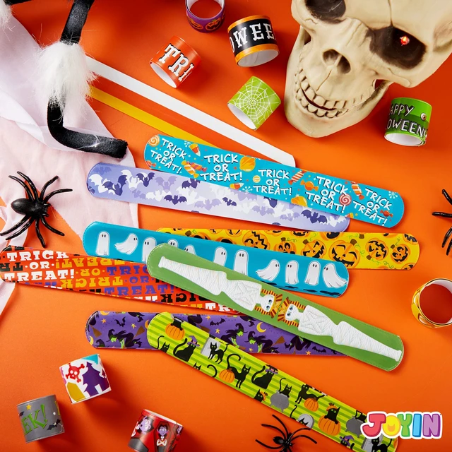Alt view image 4 of 7 - JOYIN 72 PCS Halloween Slap Bracelets for Kids Bulk Party Favors Goodie Bag Fillers Classroom Favors Friendship Snap Bracelet Gifts
