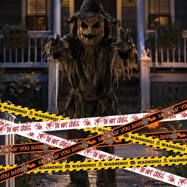 Alt view image 2 of 6 - Halloween Caution Tape 3 Rolls 150ft Total Non-Adhesive Party Decorations