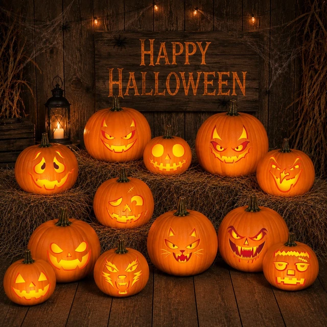 Alt view image 5 of 7 - Halloween Pumpkin Decorating Kit with Funny Face Stickers, Party Favors for Classroom