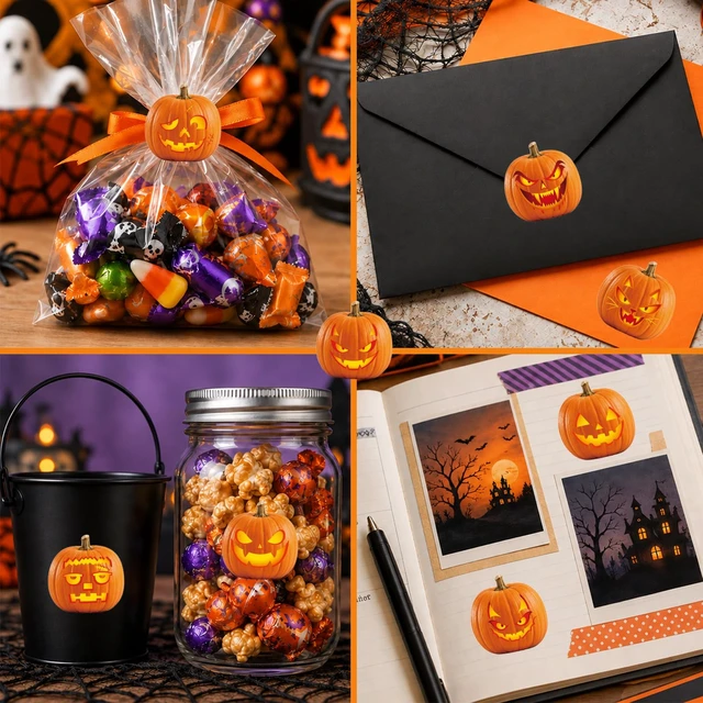 Alt view image 2 of 7 - Halloween Pumpkin Decorating Kit with Funny Face Stickers, Party Favors for Classroom